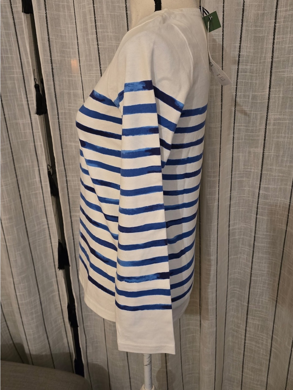 Joules White & Blue Striped Sequin Lobster Crew Neck Sweater - Picture 2 of 4
